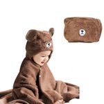 IFaryMes Toddler Bath Towel Baby Towels with Hood 27.5"X55" Ultra Absorbent Soft Bathrobe Blanket Kids Shower Towel Gifts for Girls and Boys(Brown)