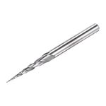 sourcing map Tapered Ball Nose End Mill, Uncoated Solid Carbide 2 Flute Spiral Milling Cutter, 0.25mm Radius, 0.5mm Diameter, 6mm Shank, 75mm Length, 10 Degree Angle