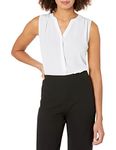 NYDJ Women’s Sleeveless Pintuck Blouse | Classic Lightweight Top, Optic White, Medium