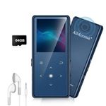 64GB MP3 Player with Bluetooth 5.2, AiMoonsa Music Player with Built-in HD Speaker, FM Radio, Voice Recorder, HiFi Sound, E-Book Function, Earphones Included,Blue