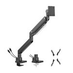 HATAIM Ultrawide Gas Spring Monitor Arm, Heavy Duty Desk Mount 27kg, Fits Flat/Curved Screen 17”-57”, Vesa Mount 75x100x200, Vesa Adaptors, USB 3.0 & USB C Ports, Optimized Tilt, Gaming Monitor Mount