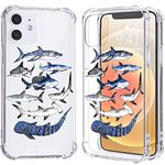 LuGeKe Cool Shark Print Case for iPhone 7/8/SE 2020,Marine Animals Soft TPU Flexible Full-Body Airbag Shockproof Case Cover for Girls Women,Transparent Anti-Scratch Bumper Protection Phone Case