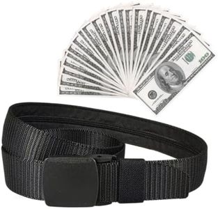 Security Money Belt with Hidden Money Pocket - Nylon Tactical Belt for Men & Women with Nonmetallic Buckle - Security Money Belt for Valuables, Cash, Passport - Cashsafe Anti-Theft Wallet, Large