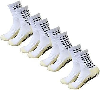 Yufree Men's Soccer Socks Anti Slip Non Slip Grip Pads for Football Basketball Sports Grip Socks, 4 Pair