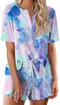 Ekouaer Tie Dye Pajamas Set Womens Loungewear Sleepwear 2 Piece PJ Sets