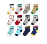 heartbury Organic Cotton Anti Slip Socks For Baby With Grip 0-48 Months-Cartoon,Multicolored (24-36 Months Boys, 7)