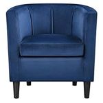 costoffs Accent Chairs Club Chair Modern Barrel-shaped Upholstered Skin-friendly Velvet Club Chair for Living Room Bedroom Reception Room, Blue