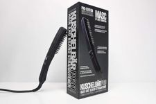 KUSCHELBÄR PRO Heated Beard Straightener Brush from MASC by Jeff Chastain - Arched Comb for More Styling Options, Extra-Long Fixed Cord, 3D Heated Plate Design, 3 Temperature Settings, Auto Turn-Off