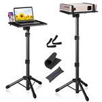 TANENUOS Projector Stand Tripod Adjustable Height, Laptop Tripod Stand From 23.5" to 46.5" with Gooseneck Phone Holder, Laptop Floor Stand for Office, Home, Stage, Studio, DJ Racks Holder Mount