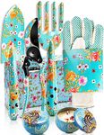 Gardening Gifts For Women, TOYPOPOR 6Pcs Garden Tools Set with Floral Print, included Trowel Fork Scissors 2 Candles and Gloves, Mother's day Birthday Gifts for Mum for Ladies Gardener