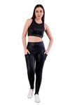 SPLORR Premium Tights High Waist Stretchable Gym Leather Tights and Zip Bra Leggings Gym wear/Active Wear Tights Yoga Pants Zumba/Dance Womens Workout Tights Gym Tight bra Stretchable Workout set