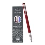 Parker Vector Standard Chrome Trim Roller Ball Pen| Red Body Color| Ink Color - Blue | Corporate Gift | Ideal For Professional Use