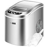 VIVOHOME Electric Portable Compact Countertop Automatic Ice Cube Maker Machine with Hand Scoop and Self Cleaning Function 26lbs/Day Silver