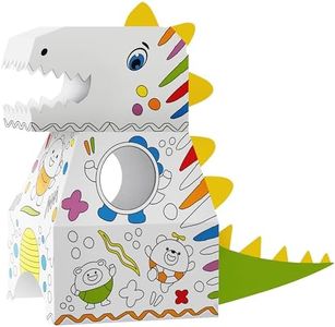THE TWIDDLERS Grand Dinosaure en Carton à Assembler & à Colorier, XXL 79x82cm - Puzzle 3D Bricolage avec 10 Feutres - Loisirs Créatifs pour Enfants