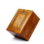 Nagina International Authentic Premium Rosewood Hand Carved Decorative Wooden Urns with Border Carvings| Memorial Wooden Urns for Loved Ones (X-Large)