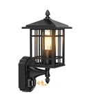 Lamomo Outdoor Wall Light,Motion Sensor Light Outdoor,Waterproof Aluminum Security Light Sensor Wall Lantern Black Anti-Rust Outside Wall Sconce for Garden Doorway(No Bulb)