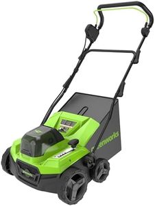 Greenworks 40V Cordless Lawn Scarifier Aerator and Lawn Rake with Brushless Motor, 3100 rpm, 38cm Working Width, 5 Depths, 45L Collection Box WITHOUT Battery & Charger GD40SC38II