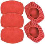 eFuncar Car Care Microfiber Cloths for Windshield Cleaning Tool, Windshield Cleanner Wand Replaceable Glass Cleaning Bonnets, Interior Auto Window Cleaner Washing Pads, Fit 5”, Red, 5 Pack