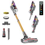 Cordless Vacuum Cleaner, 550W/45Kpa, Max 60 Mins Runtime, Self-Standing Vacuum Cleaners, Anti-Tangle Stick Vacuum with Aromatherapy, Smart Display Vacuum with 1.6L Cup for Pet Hair/Carpet/Hard Floor