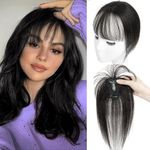 GULALUUK Clip in Fringe Bangs Hair topper Clip in Bangs 100% Real Human Hair Extensions Front Full Neat Bangs Fringe 360°Clip on Bangs for Daily Wear Natural Black (1B)