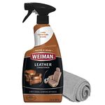 Weiman Leather Cleaner and Polish with Microfiber Cloth - Clean and Condition Car Seats, Shoes, Couches and More - 22 Fluid Ounces