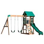 Backyard Discovery Buckley Hill 100% Cedar Wood Swing Set | Outdoor Kids Playground | Garden Childrens Climbing Frame | 2 Belt Swings | 1.8m Wave Slide | Built-In Chalkboard | 3-6 Year Olds