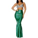 Edhomenn Mermaid Costume for Women Halloween Cosplay High Waist Long Mermaid Tail Skirts Adult Role Play Party Costumes (05 Green, S)