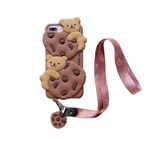 Lubiogio 3D Cute Cookie Bear Case with Lanyard for iPhone 7Plus/8Plus,Cartoon Cookie Bear Character Kids Girls Women Soft Silicone Case for iPhone 7Plus/8Plus/6 6s Plus 5.5 inch (Cookie Bear)