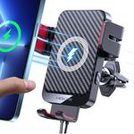 Wireless Car Charger, MOKPR 15W Fast Charging Auto-Clamping Car Phone Holder Wireless Charger Air Vent Car Phone Mount for iPhone17/16/15/14/13/12 pro/12/11/X/8, Samsung Galaxy S24/S23/S22/S21/S20