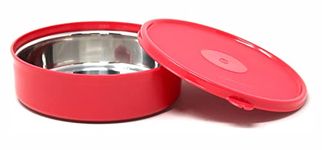 Signora Ware 800Ml Monarch Classic Big Storage Box & Containers/Microwave Safe/Food Grade/Inner Layer Stainless Steel/Airtight Spill Leak Break Proof/Kitchen & Flat Lunch Box (Red)