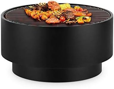 blumfeldt Pompeji - Braciere & Grill, Griglia Cromata, Braciere: Ø 60 cm, Griglia: Ø 56 cm, Dimensioni: 60 x 40 cm (ØxA), Griglia per Carbonella, con Piano del Tavolo in Bambù, Nero