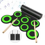 Rockpals folding electronic drum multi accompaniment function practice drum 2400 mA rechargeable lithium-ion battery horn two