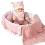 Enjoyin 12' Baby Doll Playset with Washable Doll Accessories Includes Carrier Bassinet Bed, Pacifier, Blanket, and Pillow, First Baby Dolls for Toddlers 36 Months and Up