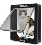 CEESC Large Cat Flap (Outer Size 11" x 9.8"), 4 Way Locking Large Cat Flap Door for Interior Exterior Doors, Weatherproof Pet Door for Cats & Doggie with Circumference < 24.8" (Black)