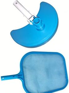 BlueWave Half Moon Shaped Vacuum Head for Liner Above Ground Pool with Brush and Swimming Pool Blue Plastic Leaf Rake Mesh Net Skimmer Clean Swimming Pool for Swimming Pool