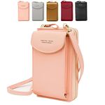 VDSOW Crossbody Phone Bag for Women, Leather Ladies Cross Body Handbags Waterproof Mobile Phone Pouch with Long Strap Zips Card Slots, Small Cellphone Shoulder Bags Coin Purse Wallet Gifts for Girls