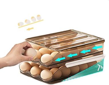 Automatic Rolling Egg Box, Slide Design for Easy Egg Retrieval, Large Capacity Egg Holder for Refrigerator, Egg Container for Refrigerator(2 layer)