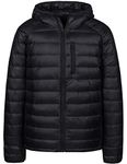 Wantdo Men's Light Weight Down Coats Hooded Short Down Jacket for Men Winter(Black,Medium)