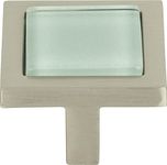 Atlas Homewares 230-GR/BRN 1-3/4-Inch Spa Green Square Knob, Brushed Nickel