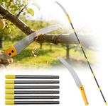 Manual Pole Saw for Tree Trimming, 10.8 FT Long Reach Adjustable Pruning Saw, Reinforced Pole Connection for Stable Cutting from the Ground, Lightweight Sharp Steel Blade Branch Cutter Pruner for Yard