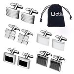 Lictin Men's Cufflinks Cuff Links for Men, Stainless Steel Tuxedo Shirt Cuff Links Set, Men’s Jewelry or Accessories for Business, Wedding, 5 Pairs