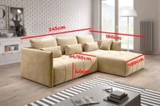 ChillMe CORNER SOFA BED 'SEOUL' - with storage and FREE assembly (Cream (Monolith 04))