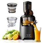 kuvings Evo Series 240 Watts Professional Cold Press Whole Slow Juicer, World'S Only Juicer With Patented Rubber & Silicon-Free Technology, 12 Years Warranty (Evo820 Black + Smoothie & Sorbet)