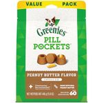 Greenies Pill Pockets for Dogs Capsule Size Natural Soft Dog Treats with Real Peanut Butter, 15.8 oz. Pack (60 Treats)