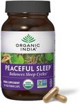 Organic India Peaceful Sleep Herbal Supplement - Supports Sleep Cycles, Vegan, Gluten-Free, USDA Certified Organic, Non-GMO, Supports Energy & Relaxation - 90 Capsules