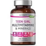 Multivitamins and Minerals for Teen Girls | 120 Tablets | 15 Essential Nutrients for Everyday Health & Wellness | by Horbaach