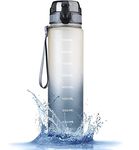 Us1984 Unbreakable Water Bottle,Leakproof Bpa-Free Non-Toxic Sport Water Bottle,Wide Mouth Strong Travel Gym Water Bottle With Scale Bottle For Kids Adult Office,School,Gym,Yoga 1000Ml (Black)-Plastic