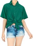 LA LEELA Rayon Hawaiian Top Shirt Dark Green|XL - US 42D/44-46D