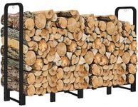 Artibear Firewood Rack Outdoor 8ft Heavy Duty Logs Holder for Indoor Fireplace Metal Wood Pile Storage Stacker Organizer, Matte Black