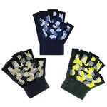 Evridwear Kids Fingerless Winter Warm Gloves,3 Pairs Half Finger Knitted Magic Stretch Gripper Touchscreen Glove for Boys Girls, Camo